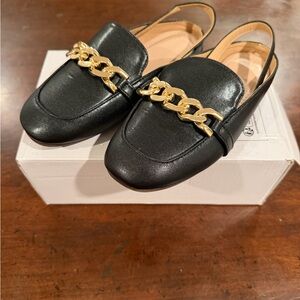 SHEIN Kids/Girls Slingback Mules - Black and Gold - EURO32/USA3-3.5